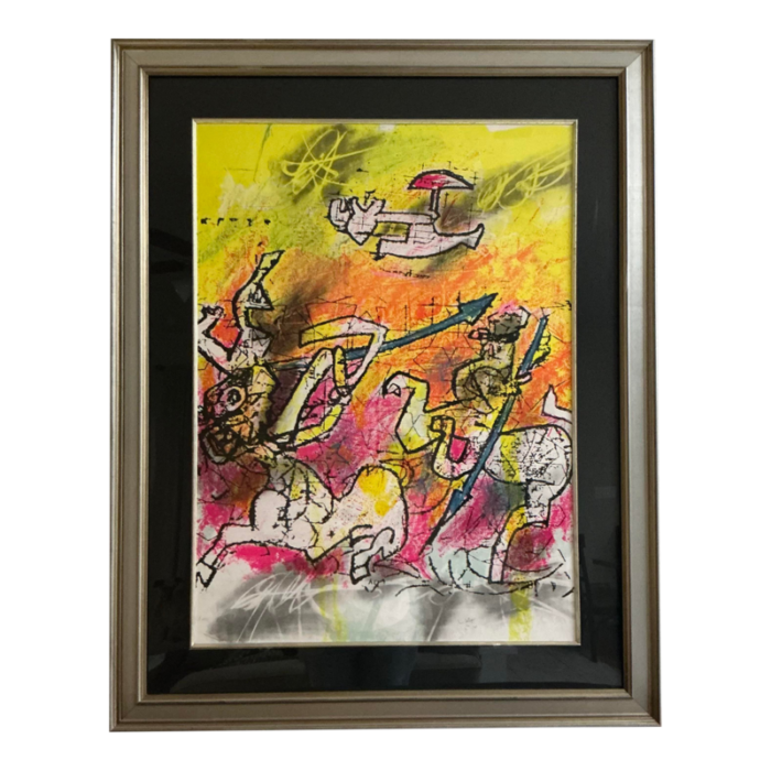 1990s surrealist lithograph by roberto matta framed 6396