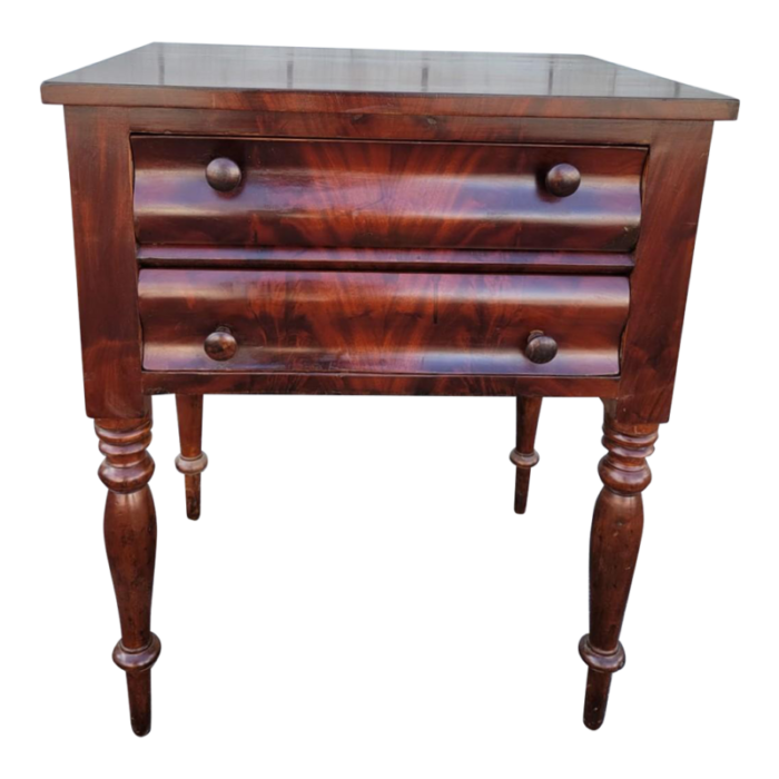 19th century american victorian mahogany nightstand with two drawers 8476