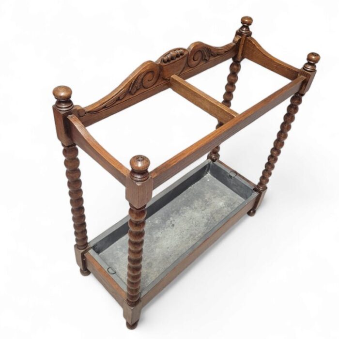 19th century english umbrella stand with removable metal tray 9712