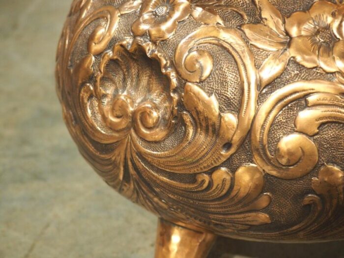 19th century french copper and wrought iron fireplace chaudron pot 0592