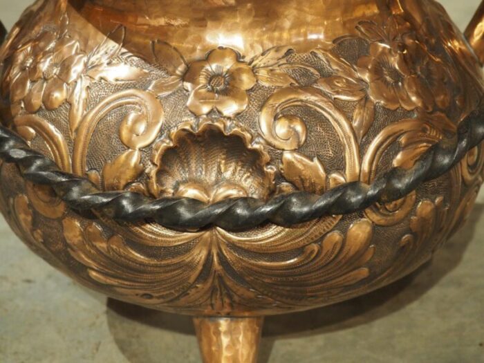 19th century french copper and wrought iron fireplace chaudron pot 9697