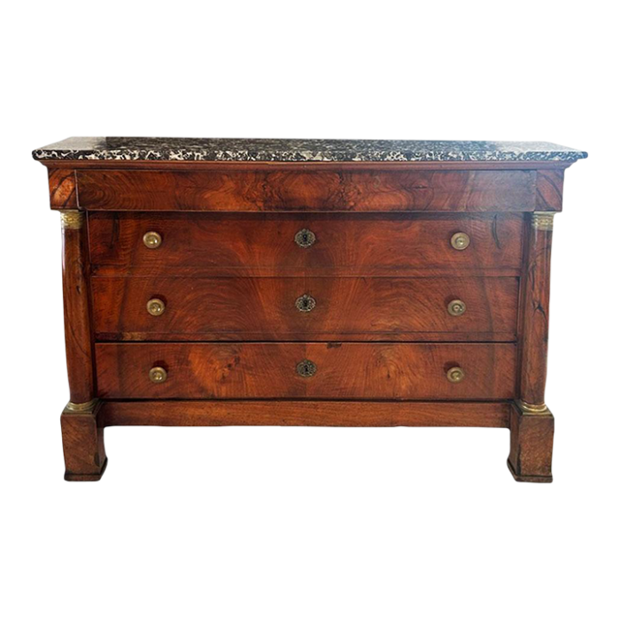 19th century french empire chest with black marble top 5151