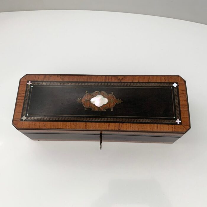 19th century french glove box with key 5272