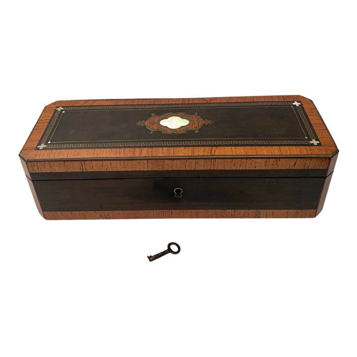 19th century french glove box with key 6838