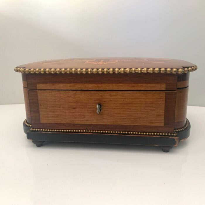 19th century french satin lined jewelry box with key 7743