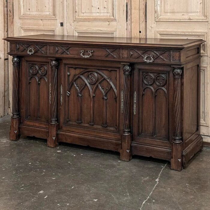 19th century french walnut gothic revival buffet 0750