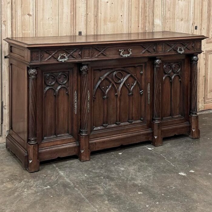 19th century french walnut gothic revival buffet 1337