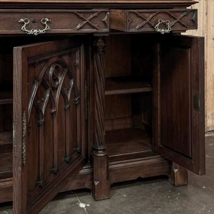 19th century french walnut gothic revival buffet 5949