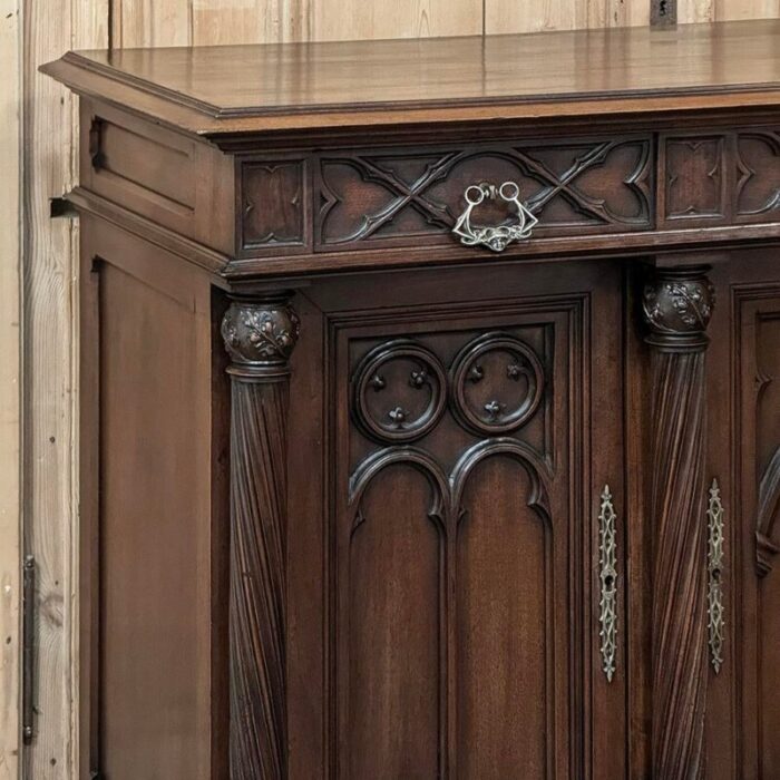 19th century french walnut gothic revival buffet 6581