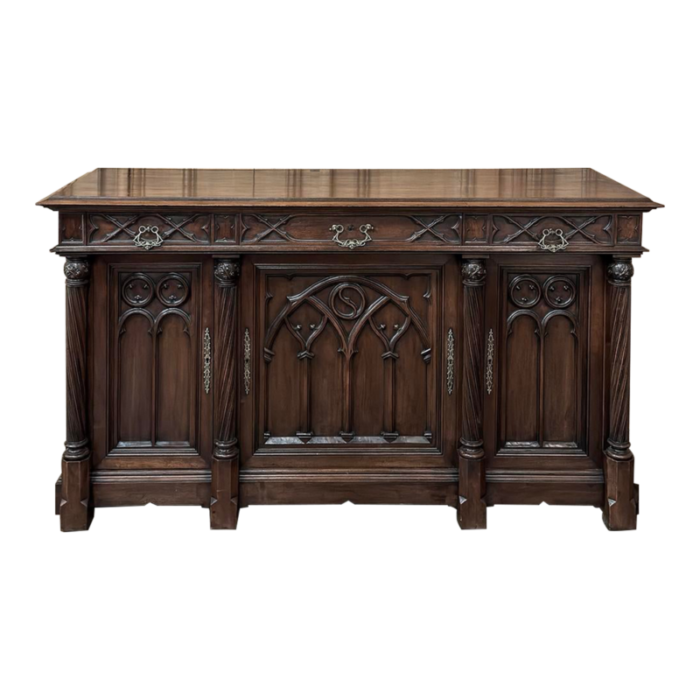 19th century french walnut gothic revival buffet 6704