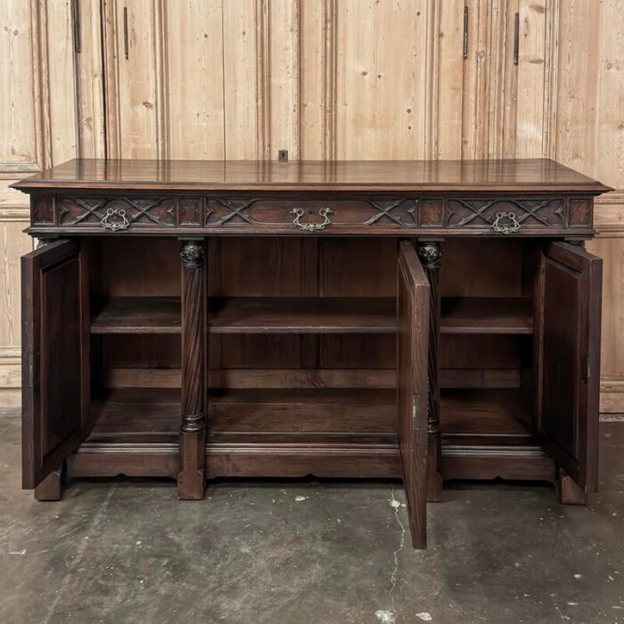 19th century french walnut gothic revival buffet 7997