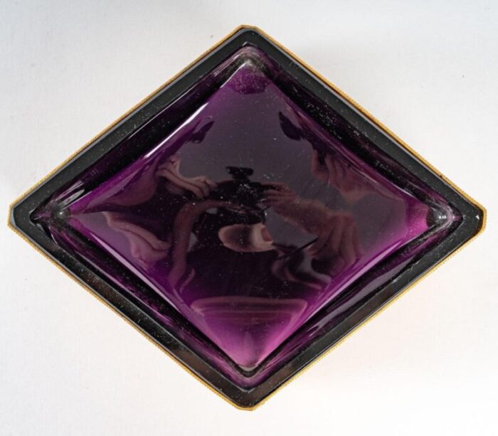 19th century gilt bronze and violet crystal square bowl 5