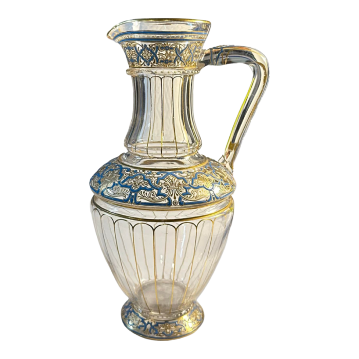 19th century lobmeyr hand blown and enameled pitcher 2976