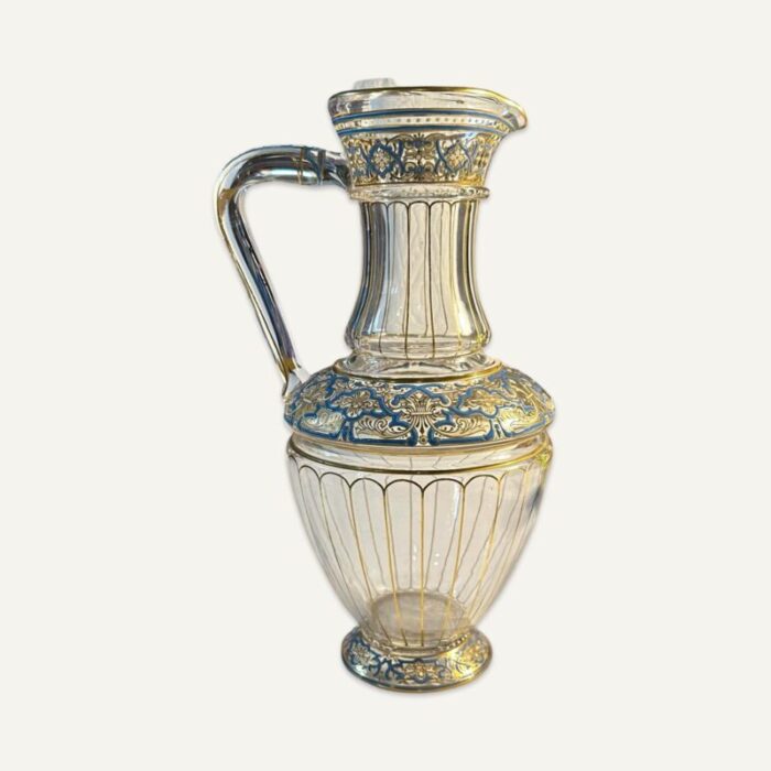 19th century lobmeyr hand blown and enameled pitcher 8627