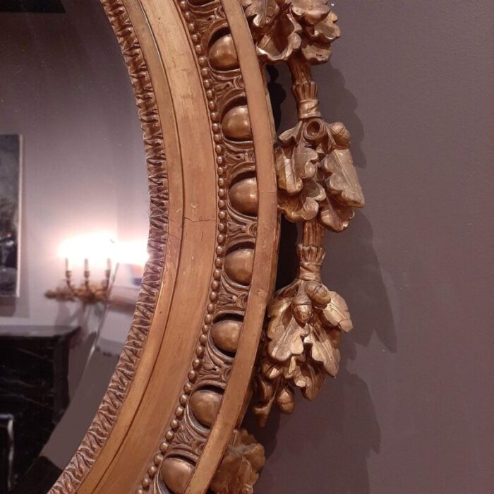 19th century louis xvi style gilt oval mirror 4