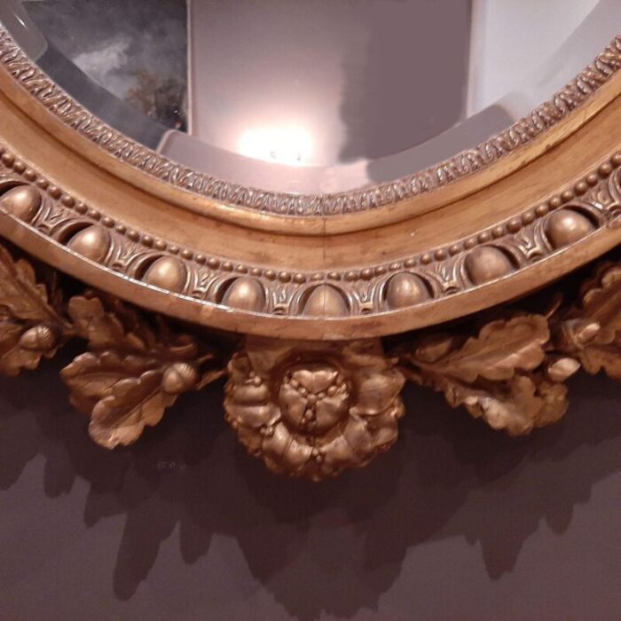 19th century louis xvi style gilt oval mirror 5