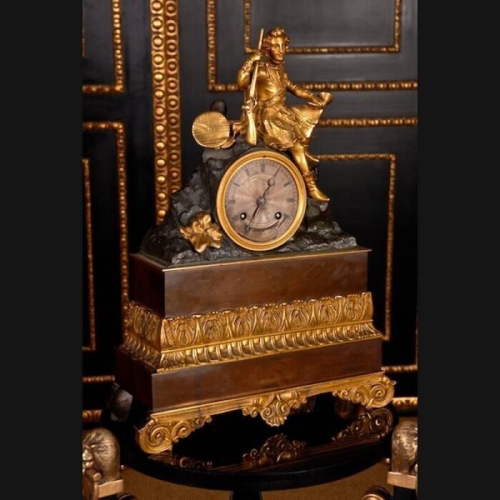 19th century napoleon iii style bronze pendulum chimney clock 2