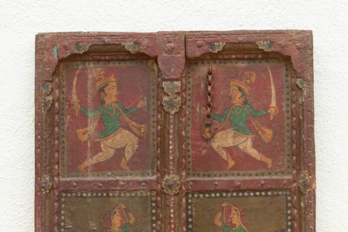 19th century painted indian folk door 6356