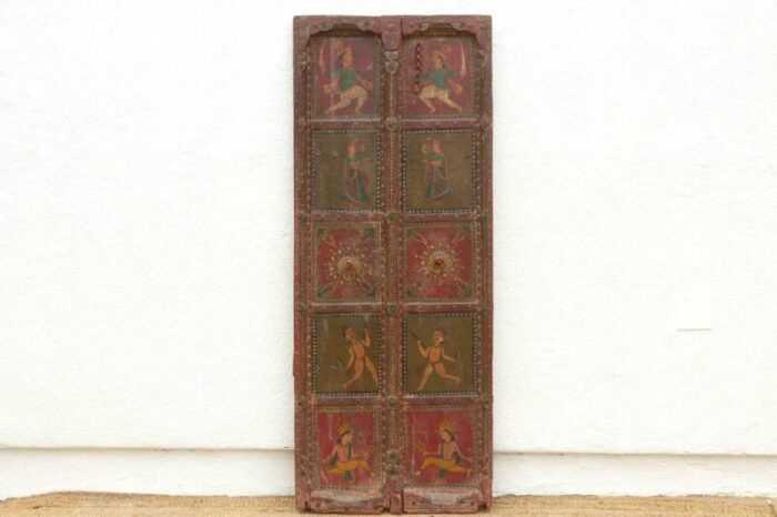 19th century painted indian folk door 6715