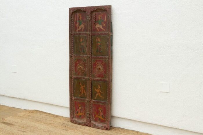 19th century painted indian folk door 9993