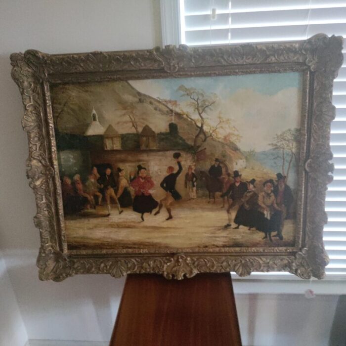 19th century primitive landscape painting signed and dated 1846 framed 0289