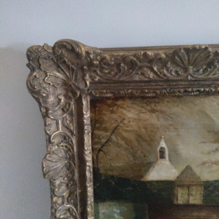 19th century primitive landscape painting signed and dated 1846 framed 8148