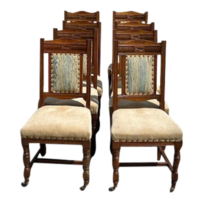 19th century set of 8 english oak dining chairs 0959