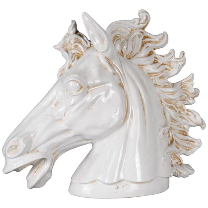 20th century monumental white horse head pottery 1970s 1