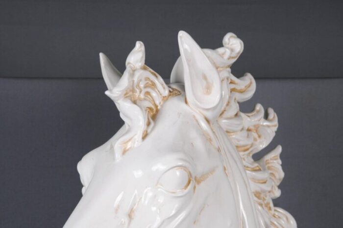 20th century monumental white horse head pottery 1970s 3