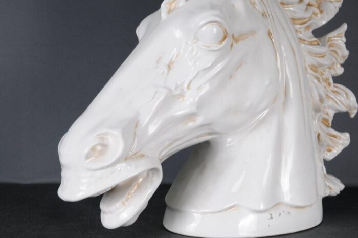 20th century monumental white horse head pottery 1970s 4