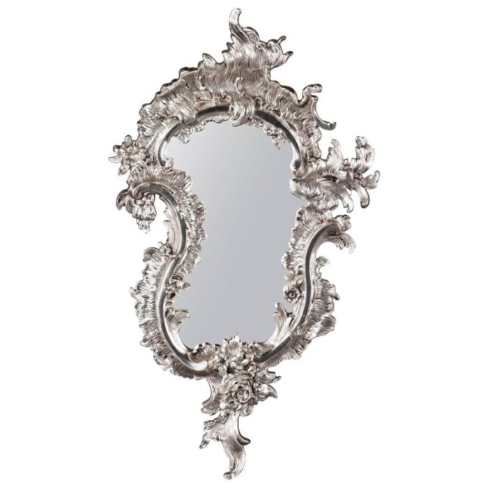 20th century rococo style silver gilded wall mirror 1