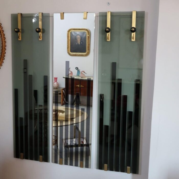 3 module glass coat rack in the style of caccia dominioni 1960s 6738