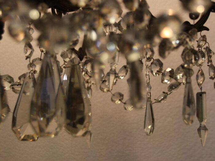 9 flame crystal glass chandelier france 1900s 1065