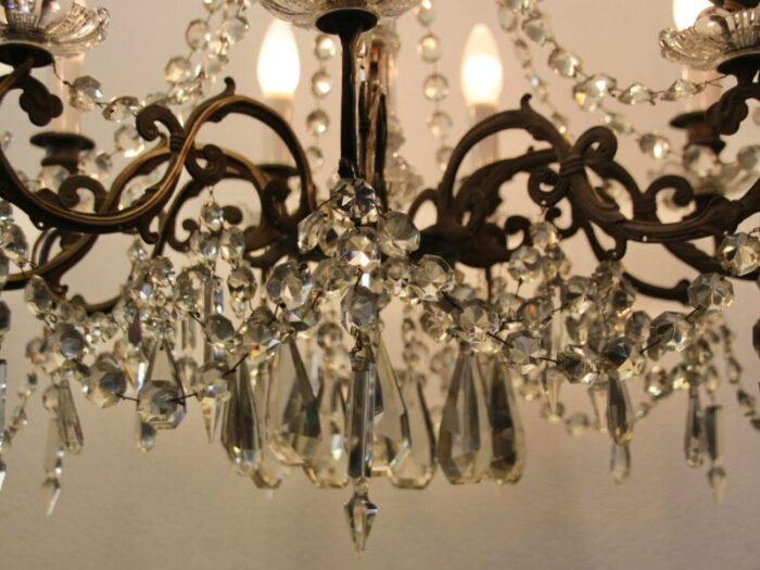 9 flame crystal glass chandelier france 1900s 3301