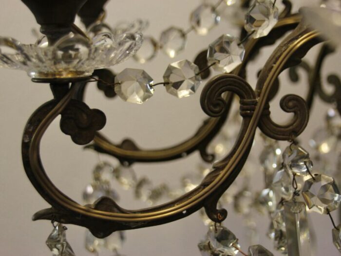 9 flame crystal glass chandelier france 1900s 8257