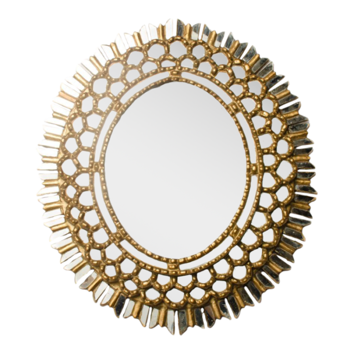 a french giltwood oval mirror in the manner of line vautrin c 1970 6384