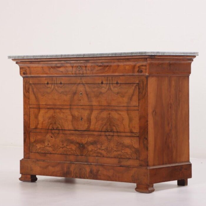 a french louis philippe highly figured walnut marble top commode c 1860 1763