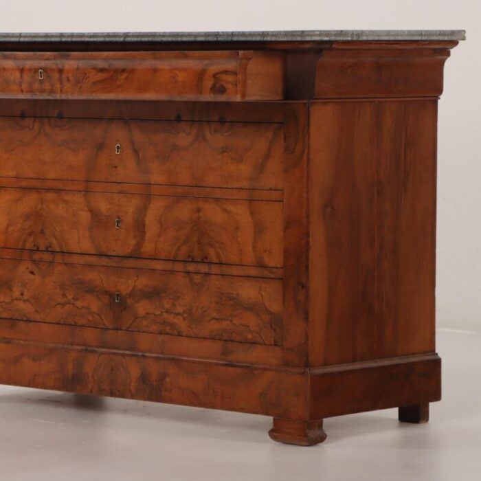 a french louis philippe highly figured walnut marble top commode c 1860 2449