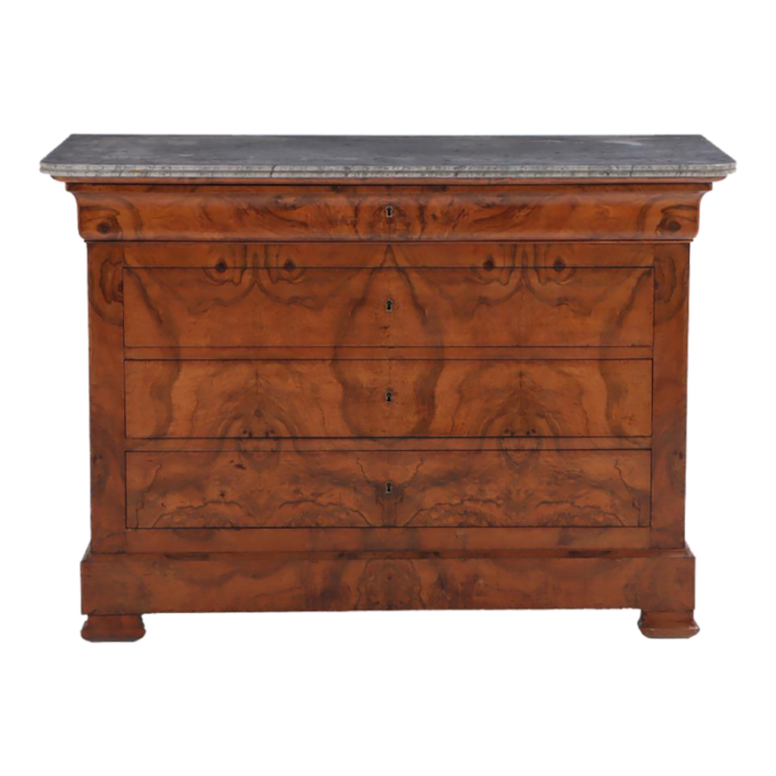 a french louis philippe highly figured walnut marble top commode c 1860 2484