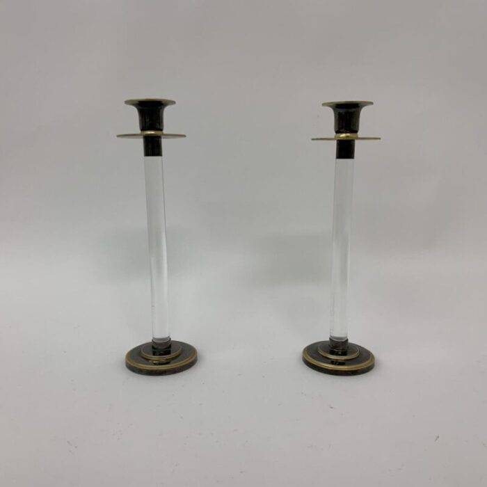 acrylic glass caravell candle sticks 1970s set of 2 1