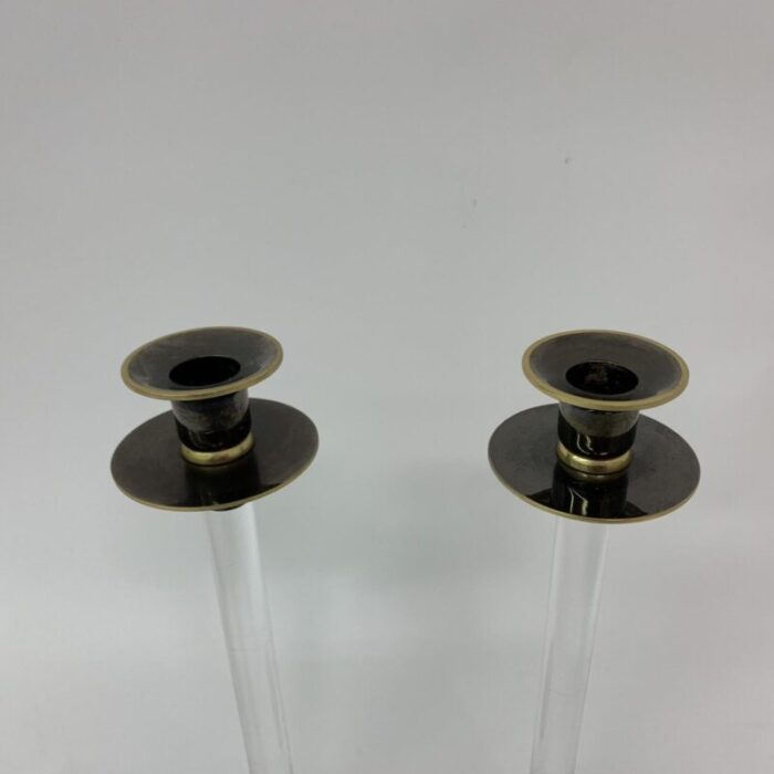 acrylic glass caravell candle sticks 1970s set of 2 6