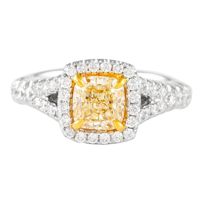 alexander beverly hills 176ctt 18k yellow vvs2 cushion diamond halo ring size 65 6267