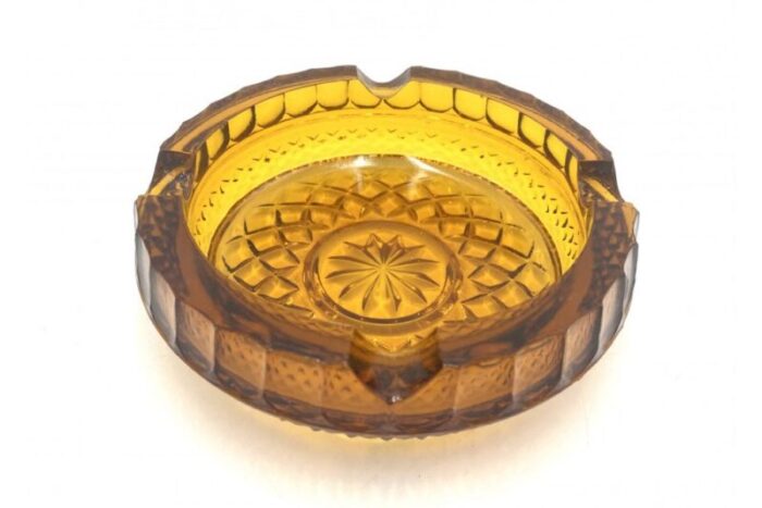 amber glass ashtray from zabkowice poland 1960s 1