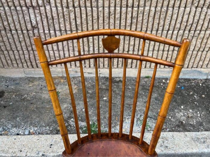 antique 19th century faux bamboo wooden side chair with spindle back 3205