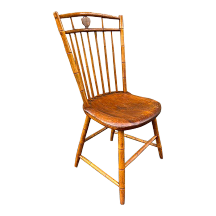 antique 19th century faux bamboo wooden side chair with spindle back 3551