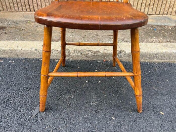 antique 19th century faux bamboo wooden side chair with spindle back 4356