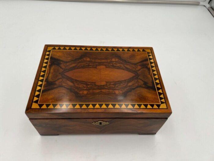 antique biedermeier box in walnut veneer south germany 1900s 3