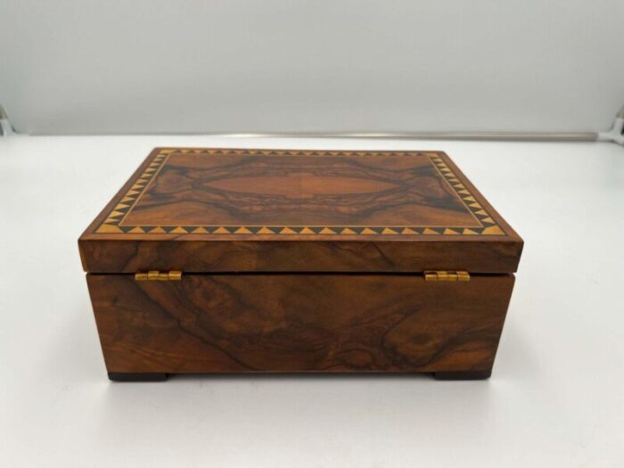 antique biedermeier box in walnut veneer south germany 1900s 7