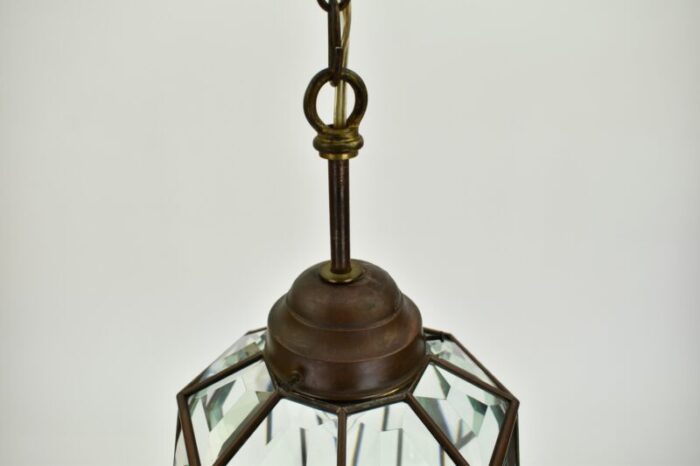 antique brass and facetted glass hallway pendant light 6120