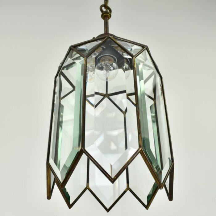 antique brass and facetted glass hallway pendant light 7298